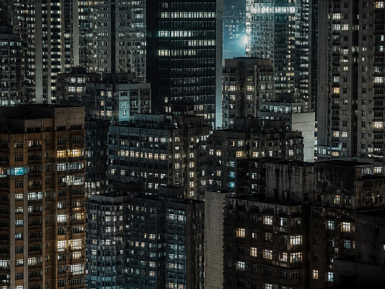 Hong Kong architecture forming a dense information grid